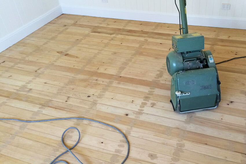 Sanding repaired floor