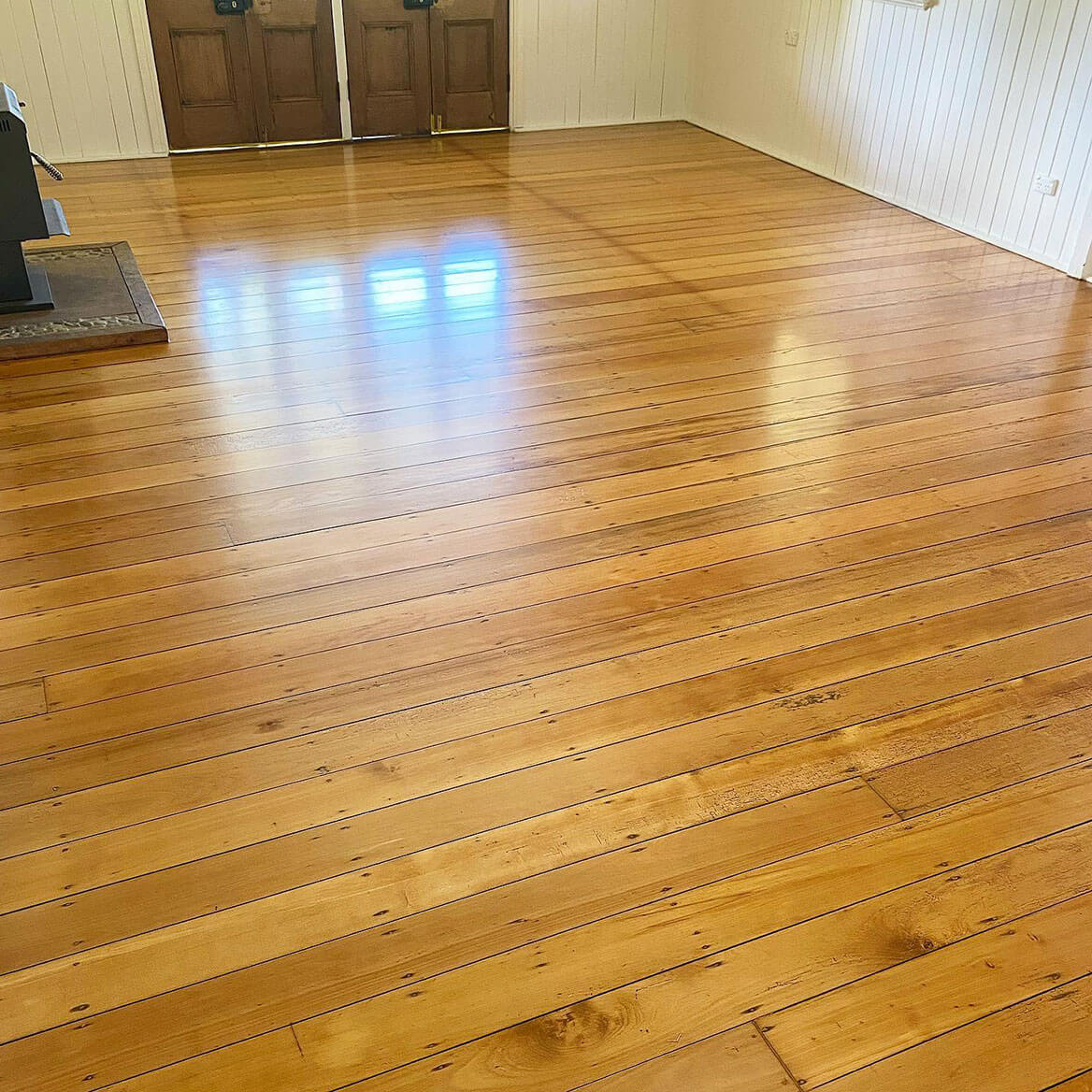 Hoop Pine floor restored