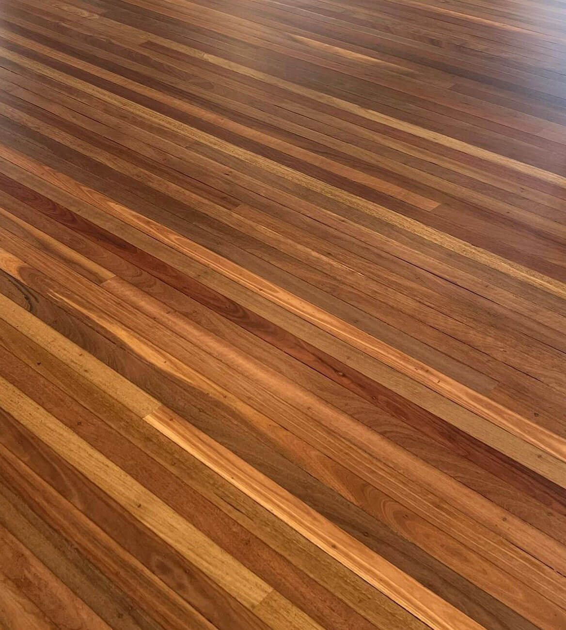 Freshly sanded Spotted Gum flooring